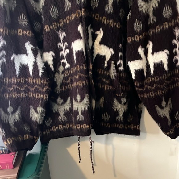 Wool Tejidos Atahualpa Super Soft Hooded Alpacas Teddy Style Coat Pockets Sz M/L - Picture 4 of 15